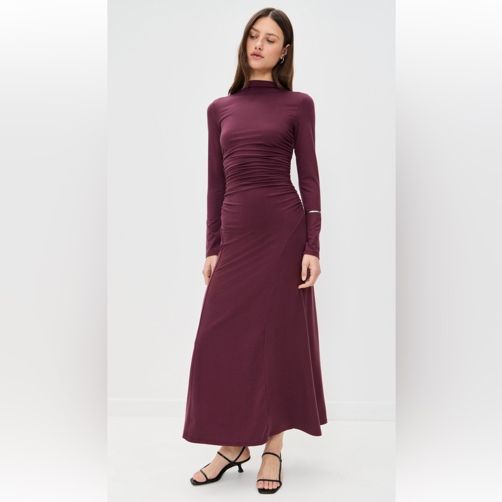 Reformation Burgundy Nemy Knit Dress Long Sleeve Dress